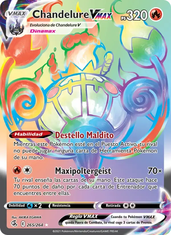 Chandelure VMAX — Golpe Fusión 265 Spanish Pokémon card