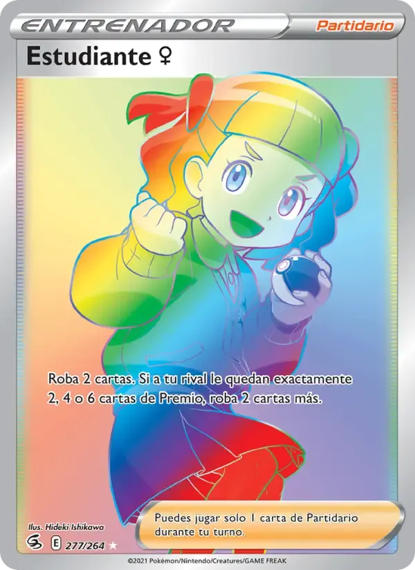 Estudiante ♀ — Golpe Fusión 277 Spanish Pokémon card