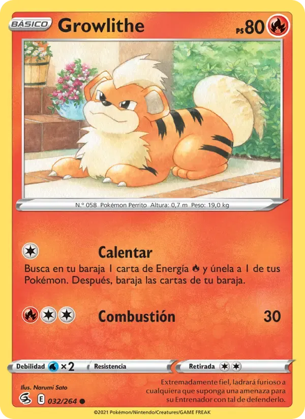 Growlithe — Golpe Fusión 32 Spanish Pokémon card