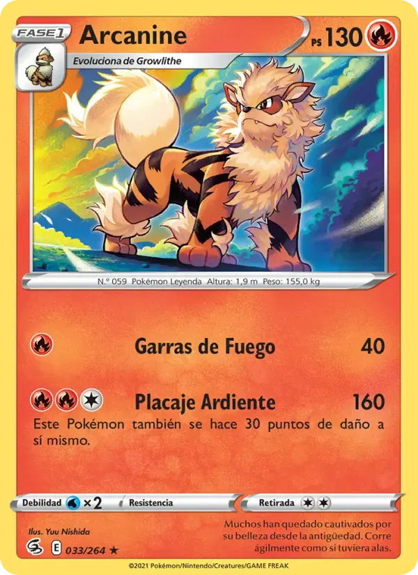 Arcanine — Golpe Fusión 33 Spanish Pokémon card