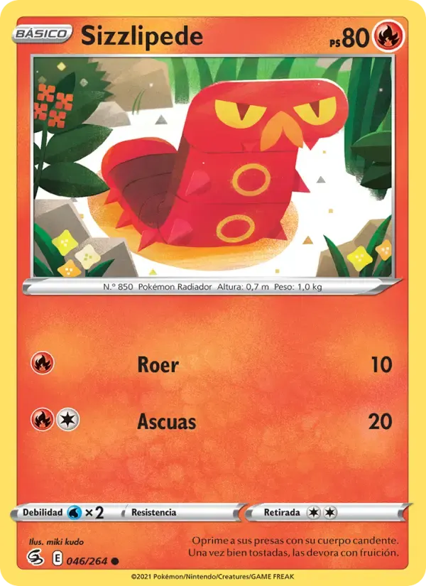 Sizzlipede — Golpe Fusión 46 Spanish Pokémon card
