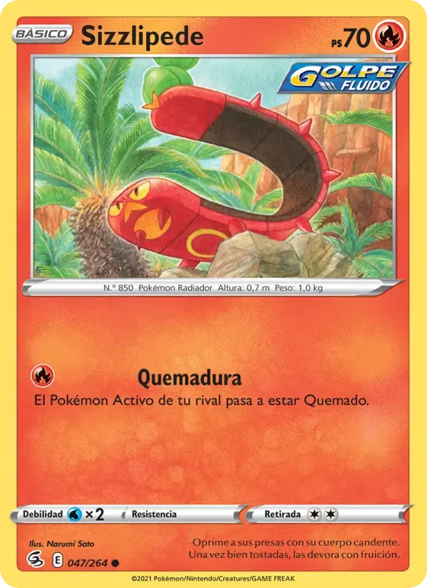 Sizzlipede — Golpe Fusión 47 Spanish Pokémon card