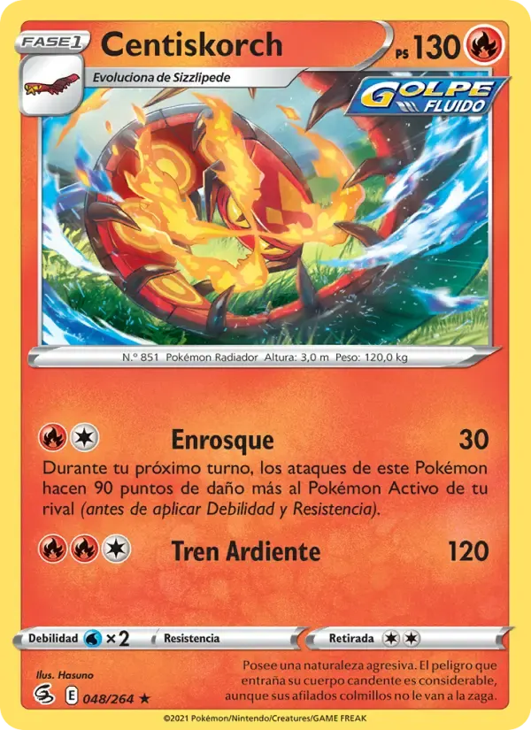 Centiskorch — Golpe Fusión 48 Spanish Pokémon card