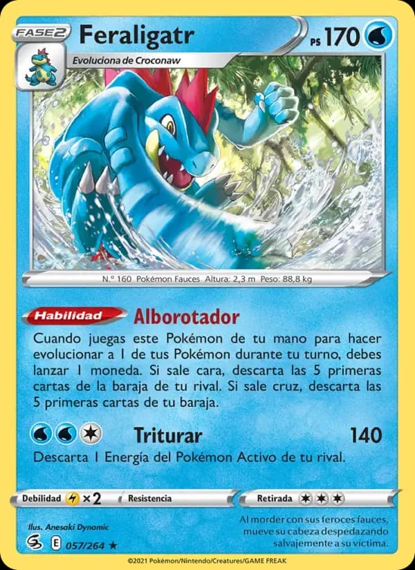 Feraligatr — Golpe Fusión 57 Spanish Pokémon card