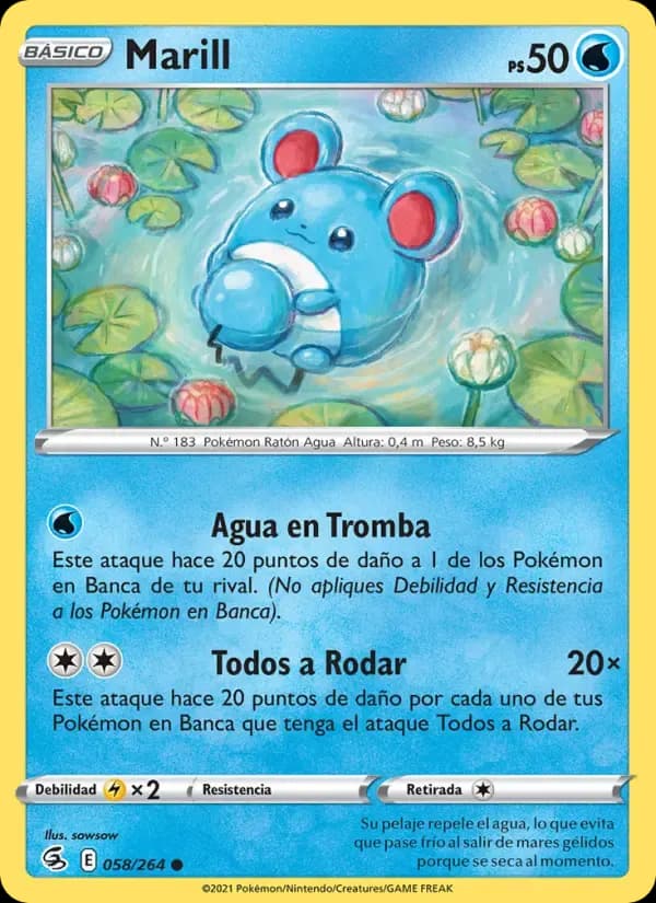 Marill — Golpe Fusión 58 Spanish Pokémon card