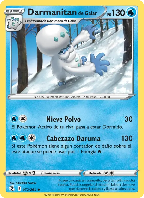 Darmanitan de Galar — Golpe Fusión 72 Spanish Pokémon card