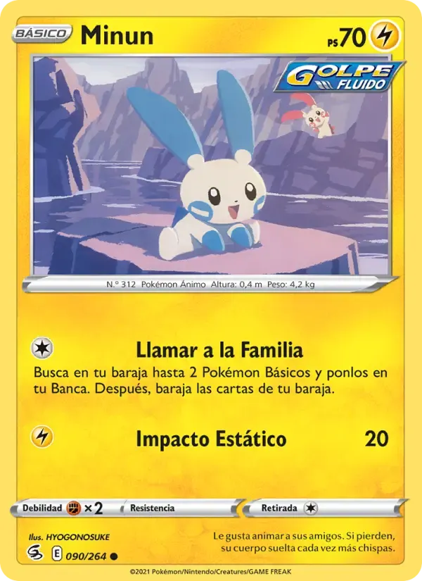 Minun — Golpe Fusión 90 Spanish Pokémon card