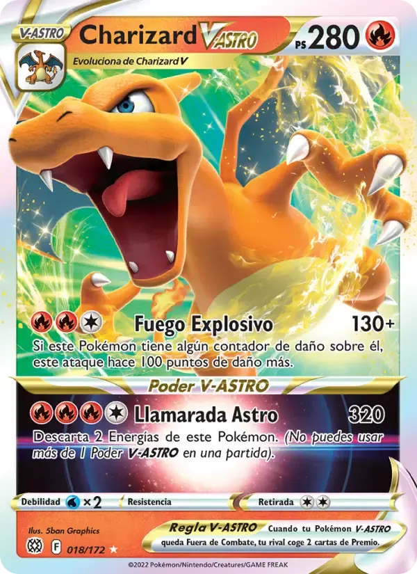 Charizard V-ASTRO — Astros Brillantes 18 Spanish Pokémon card