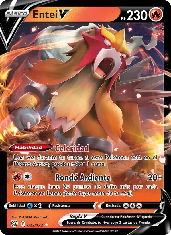 Entei V — Astros Brillantes 22 Spanish Pokémon card