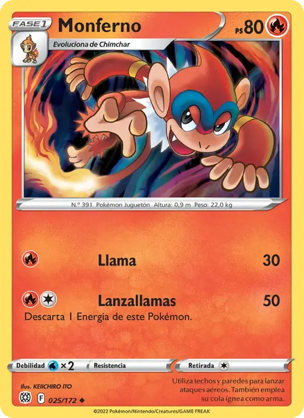 Monferno — Astros Brillantes 25 Spanish Pokémon card