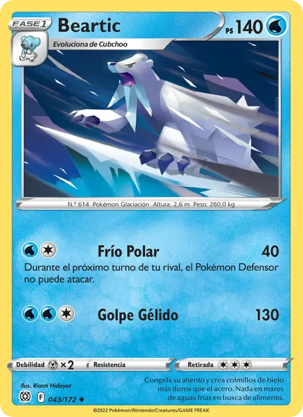 Beartic — Astros Brillantes 43 Spanish Pokémon card