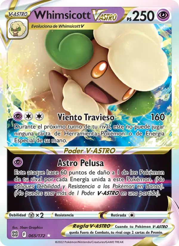 Whimsicott V-ASTRO — Astros Brillantes 65 Spanish Pokémon card