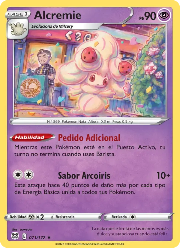 Alcremie — Astros Brillantes 71 Spanish Pokémon card