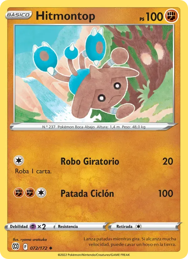 Hitmontop — Astros Brillantes 72 Spanish Pokémon card