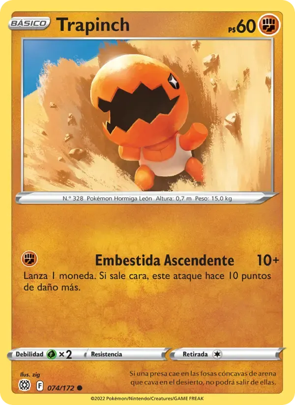 Trapinch — Astros Brillantes 74 Spanish Pokémon card