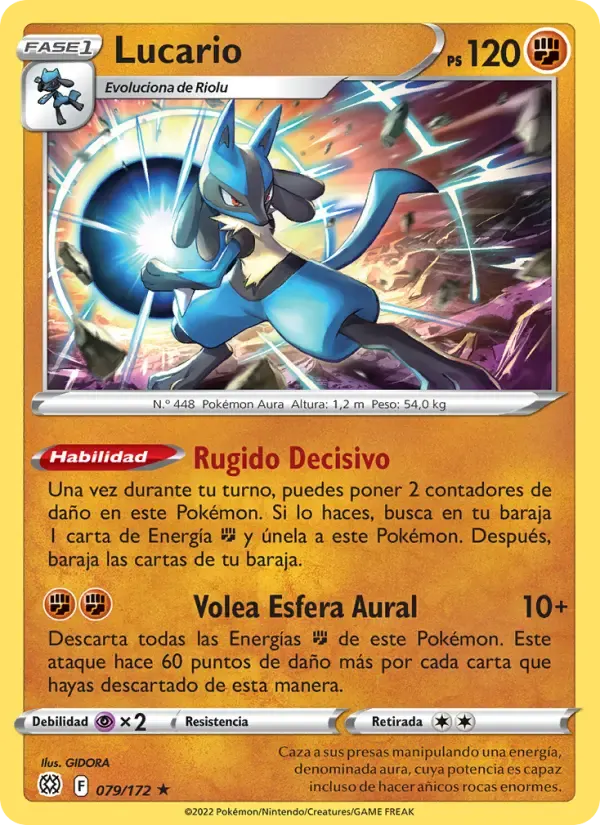 Lucario — Astros Brillantes 79 Spanish Pokémon card