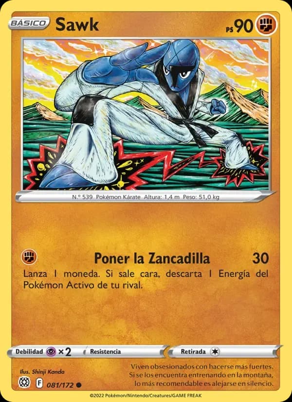 Sawk — Astros Brillantes 81 Spanish Pokémon card