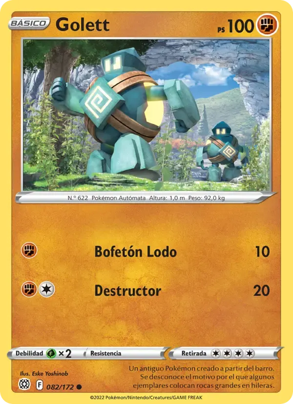 Golett — Astros Brillantes 82 Spanish Pokémon card