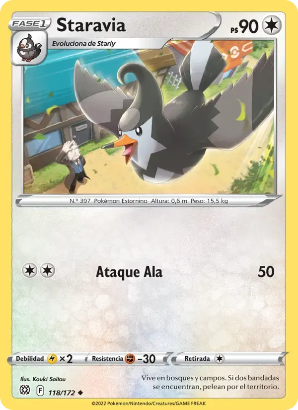 Staravia — Astros Brillantes 118 Spanish Pokémon card