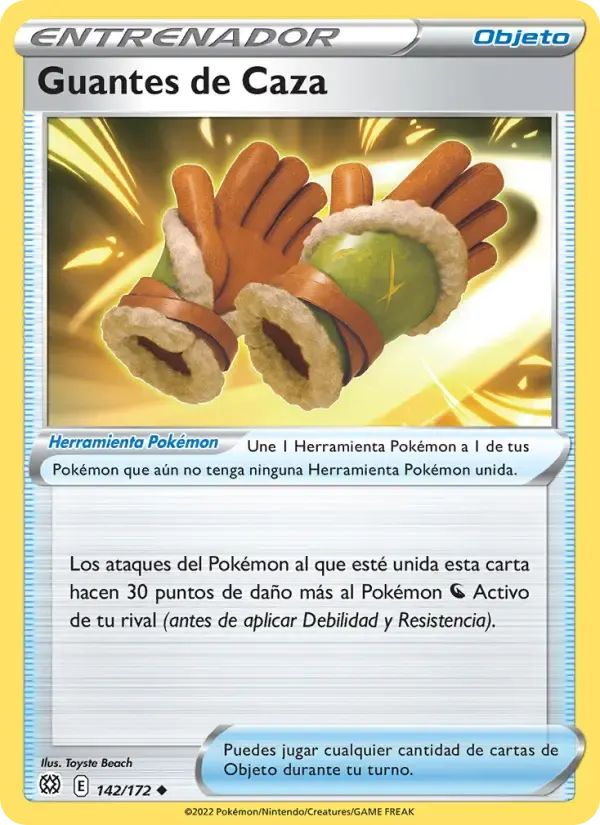 Guantes de Caza — Astros Brillantes 142 Spanish Pokémon card