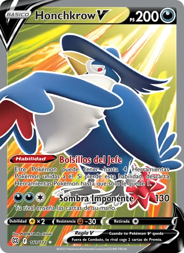 Honchkrow V — Astros Brillantes 161 Spanish Pokémon card