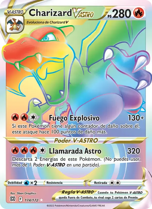 Charizard V-ASTRO — Astros Brillantes 174 Spanish Pokémon card