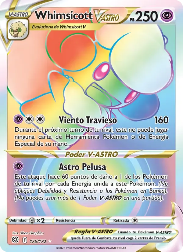 Whimsicott V-ASTRO — Astros Brillantes 175 Spanish Pokémon card