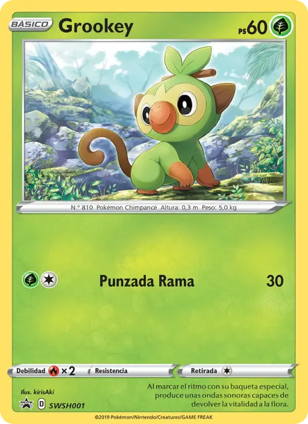 Grookey — Cartas de promoción ESES SWSH001 Spanish Pokémon card