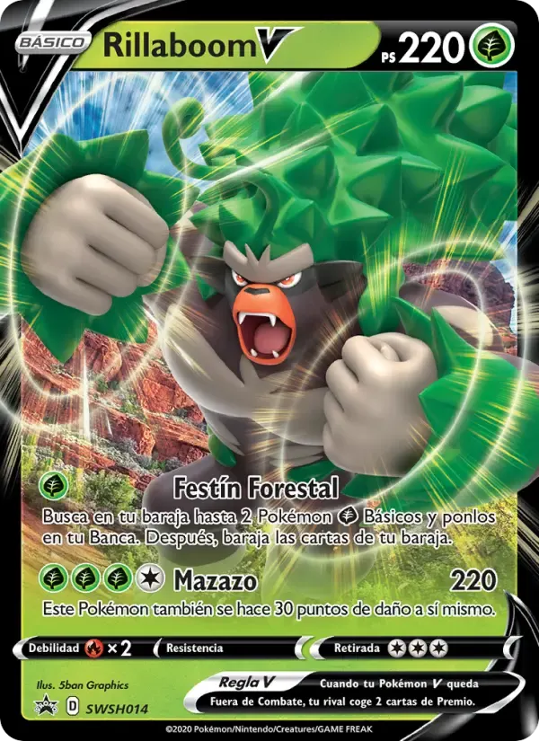 Rillaboom V — Cartas de promoción ESES SWSH014 Spanish Pokémon card
