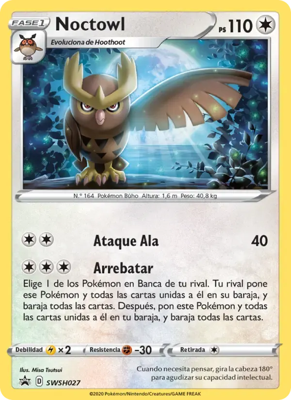 Noctowl — Cartas de promoción ESES SWSH027 Spanish Pokémon card