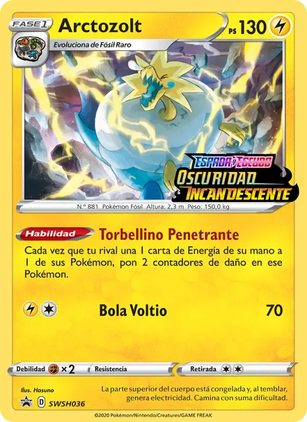 Arctozolt — Cartas de promoción ESES SWSH036 Spanish Pokémon card