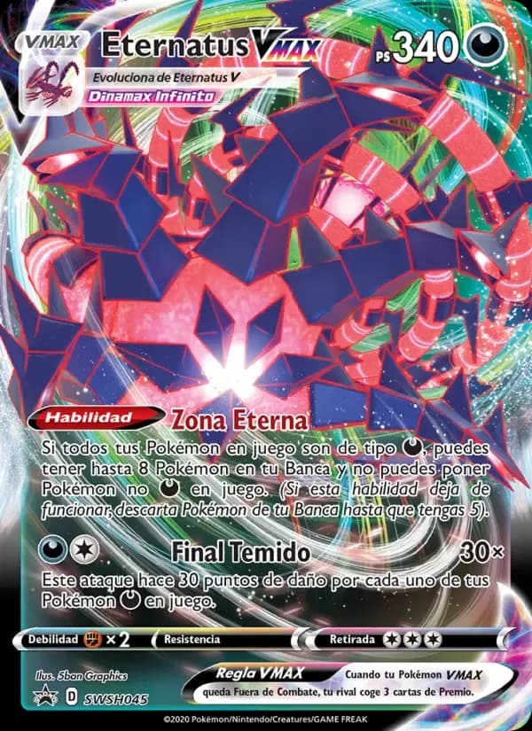 Eternatus VMAX — Cartas de promoción ESES SWSH045 Spanish Pokémon card