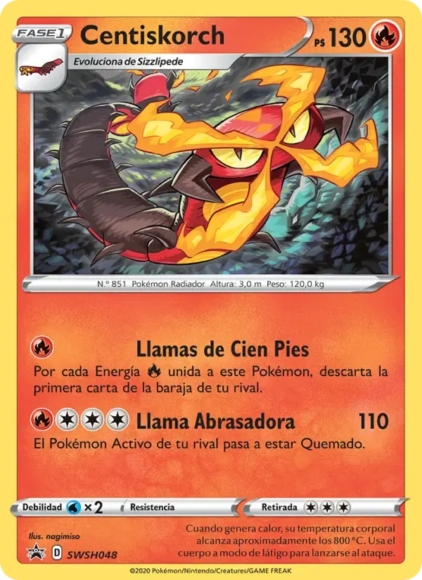 Centiskorch — Cartas de promoción ESES SWSH048 Spanish Pokémon card