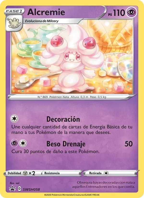 Alcremie — Cartas de promoción ESES SWSH058 Spanish Pokémon card