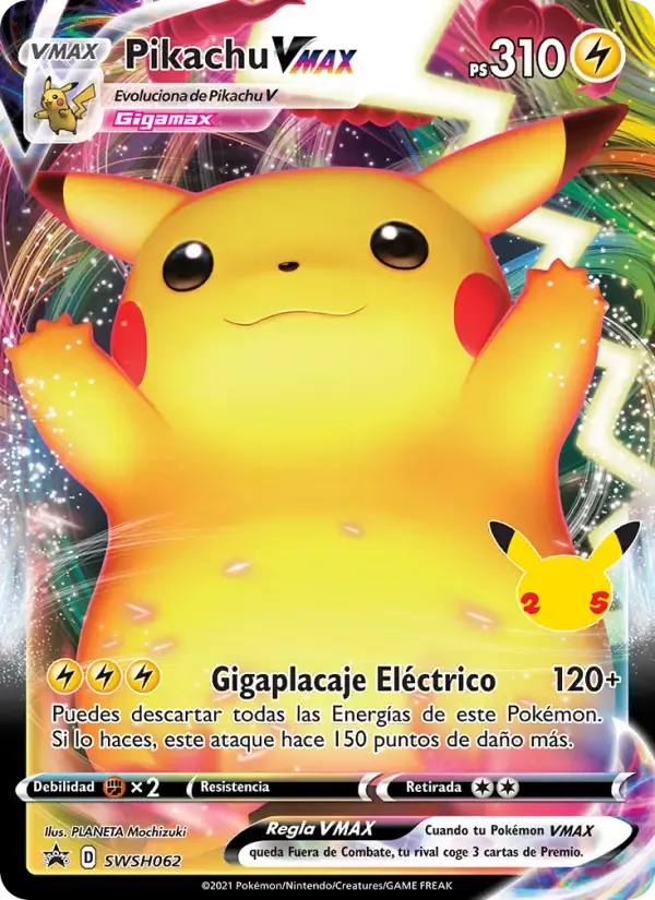 Pikachu VMAX — Cartas de promoción ESES SWSH062 Spanish Pokémon card