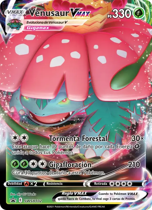 Venusaur VMAX — Cartas de promoción ESES SWSH102 Spanish Pokémon card