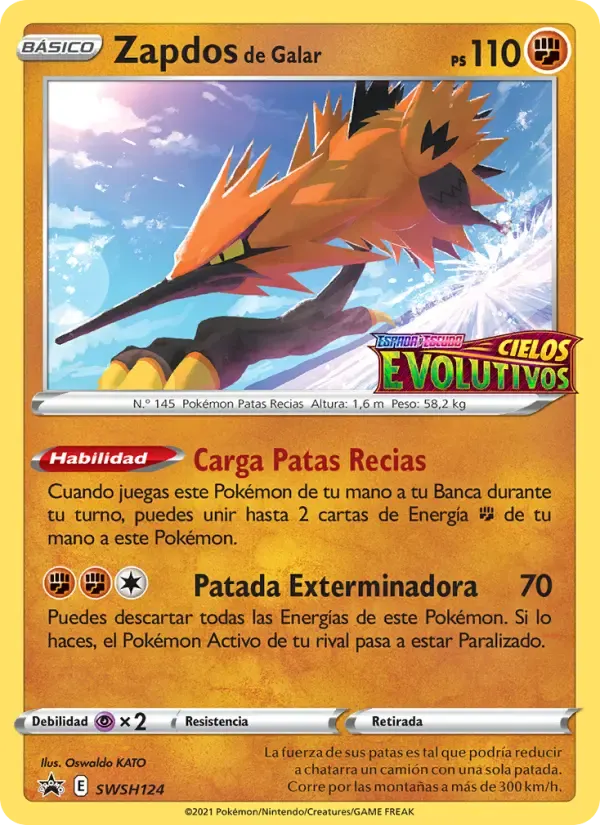 Zapdos de Galar — Cartas de promoción ESES SWSH124 Spanish Pokémon card