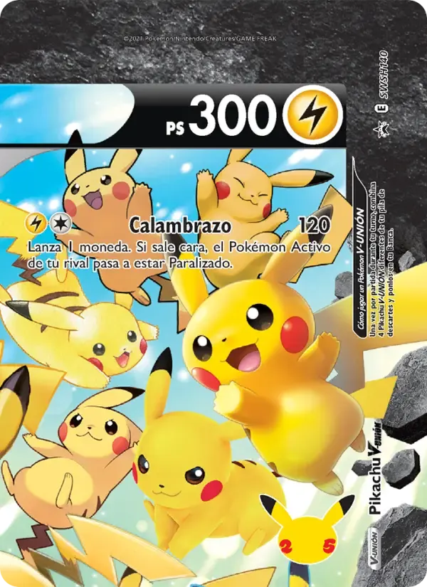 Pikachu V-UNIÓN — Cartas de promoción ESES SWSH140 Spanish Pokémon card