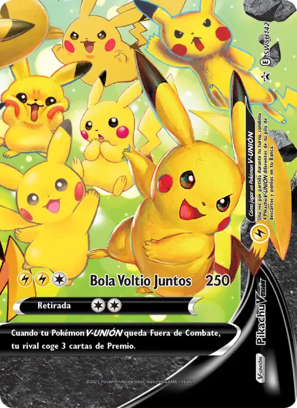 Pikachu V-UNIÓN — Cartas de promoción ESES SWSH142 Spanish Pokémon card
