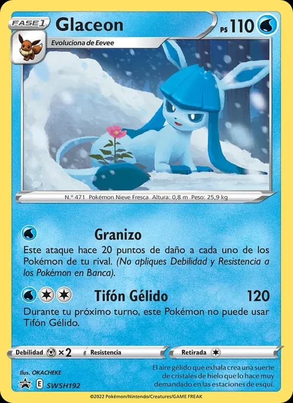 Glaceon — Cartas de promoción ESES SWSH192 Spanish Pokémon card