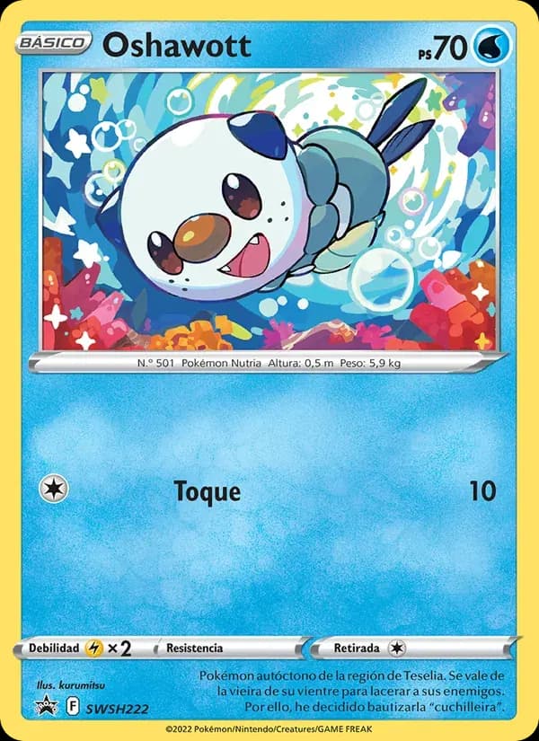 Oshawott — Cartas de promoción ESES SWSH222 Spanish Pokémon card