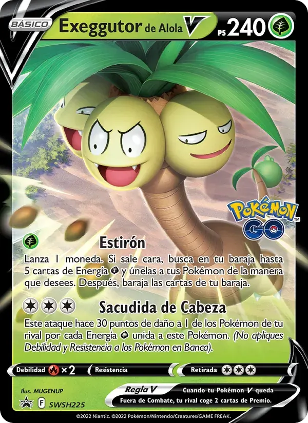 Exeggutor de Alola V — Cartas de promoción ESES SWSH225 Spanish Pokémon card