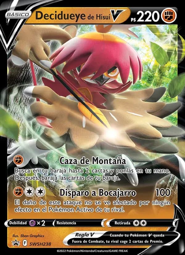Decidueye de Hisui V — Cartas de promoción ESES SWSH238 Spanish Pokémon card