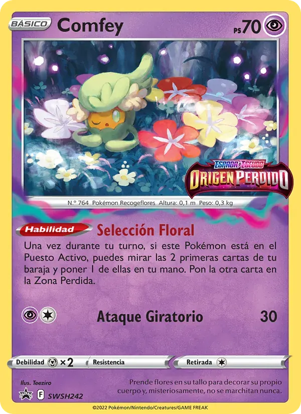Comfey — Cartas de promoción ESES SWSH242 Spanish Pokémon card