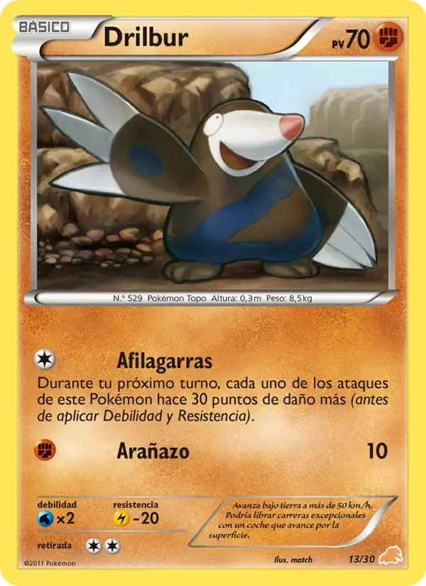 Drilbur — Kit de Entrenador BW (Excadrill) 13 Spanish Pokémon card