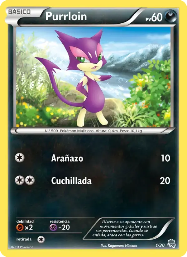 Purrloin — Kit de Entrenador XY (Pikachu Enmascarada) 1 Spanish Pokémon card
