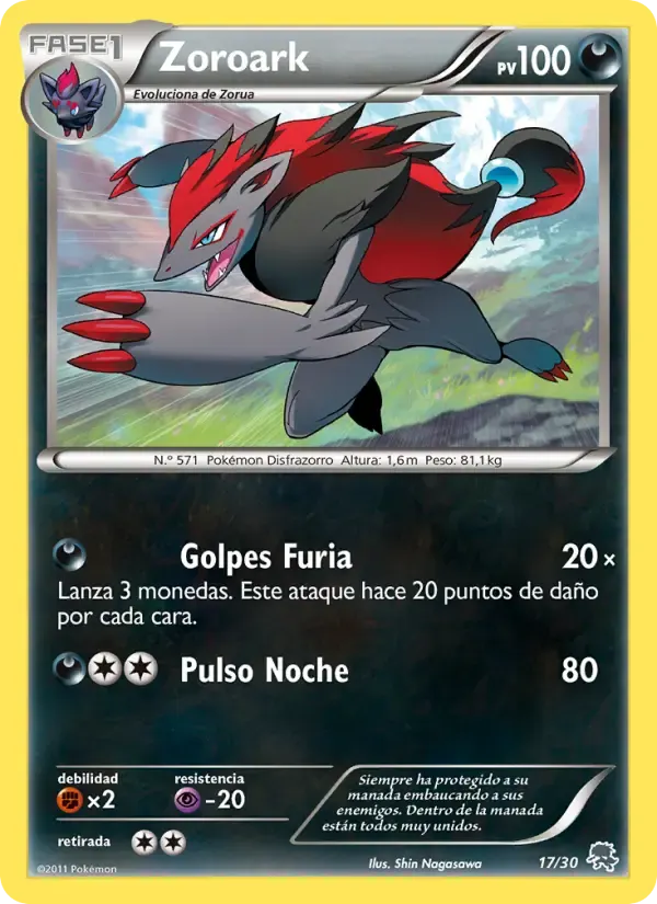 Zoroark — Kit de Entrenador XY (Pikachu Enmascarada) 17 Spanish Pokémon card