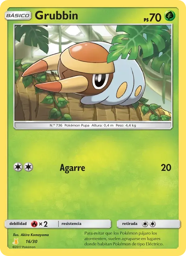 Grubbin — Kit de Entrenador Sol y Luna (Raichu de Alola) 16 Spanish Pokémon card