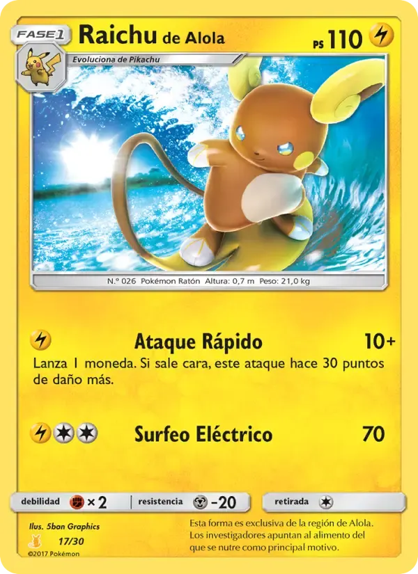 Raichu de Alola — Kit de Entrenador Sol y Luna (Raichu de Alola) 17 Spanish Pokémon card