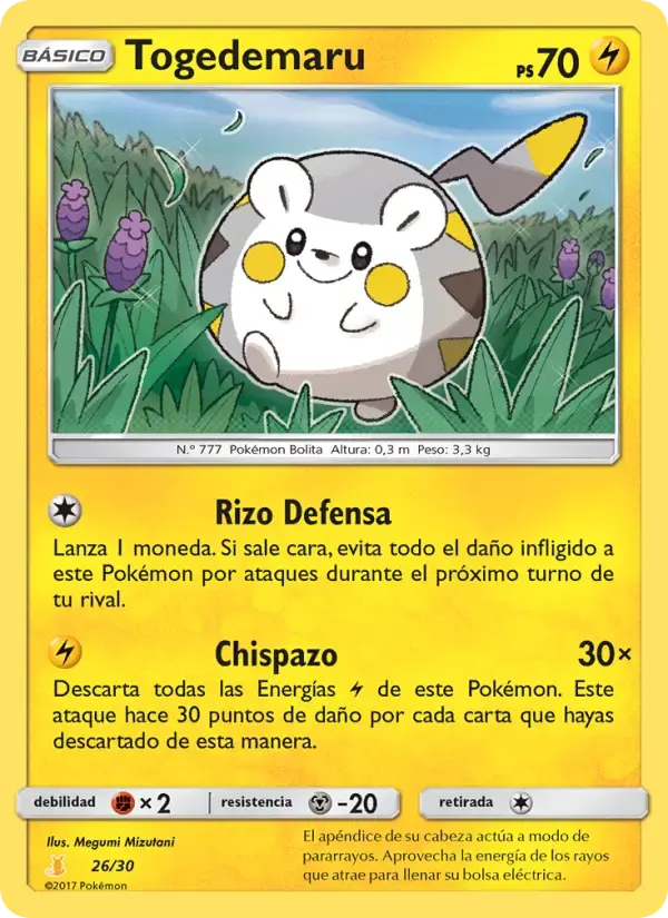 Togedemaru — Kit de Entrenador Sol y Luna (Raichu de Alola) 26 Spanish Pokémon card